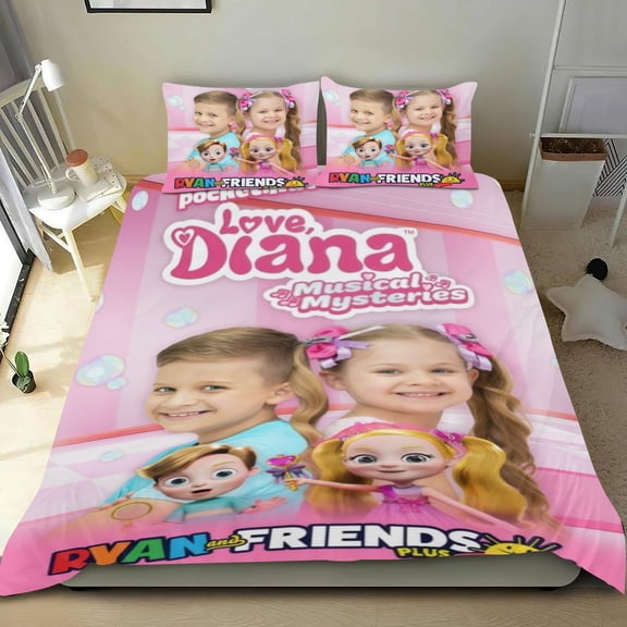 Bedding Set For Love Diana Comforter Cover Set Cute Duvet Cover Sets Super Soft For Teens Kids Bedroom Gifts,1 Duvet Cover with 2 Pillowcases Twin 3 Piece