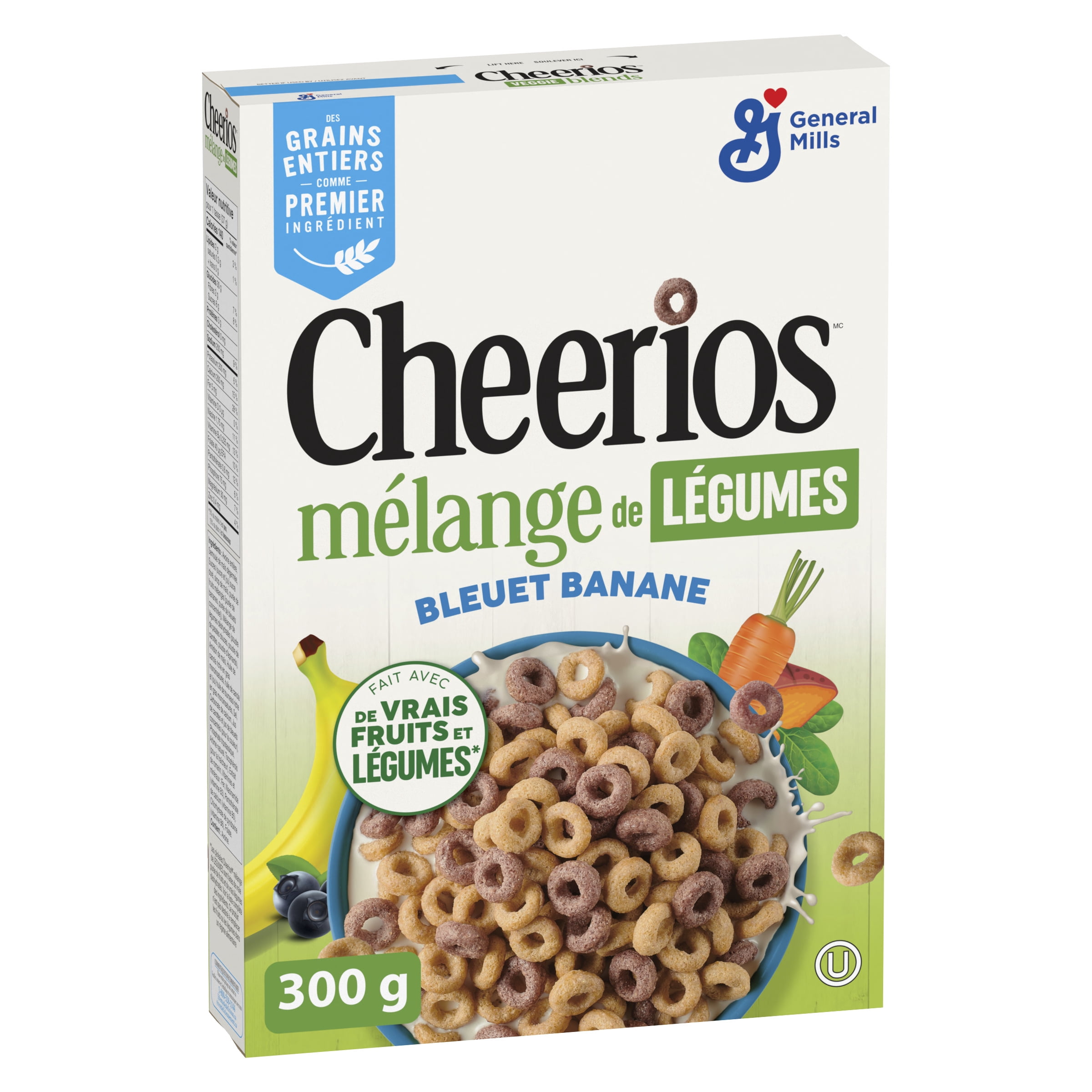 Cheerios VEGGIE blends Blueberry Banana Cereal, Whole Grains, 300 g