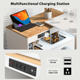 thumbnail image 3 of Aukfa Rolling Kitchen Island with Extended Table, LED Lights & Power Outlets,White, 3 of 8