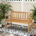 thumbnail image 4 of Topbuy 2-Person Outdoor Bench Patio Wooden Bench with Ergonomic Backrest & Armrests All-weather Acacia Wood Frame 48"x 22", 4 of 10