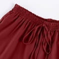 thumbnail image 7 of Women's 2026 Summer Cotton Linen Capris Elastic Drawstring High Waist Loose Casual Cropped Beach Pants Wine S, 7 of 7