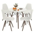 thumbnail image 1 of Costway Ensemble de Table à Manger Moderne 5 Pcs pour 4 Ensemble de Table de Salle à Manger Ronde avec Pied en Bois Massif Marron, 1 of 10