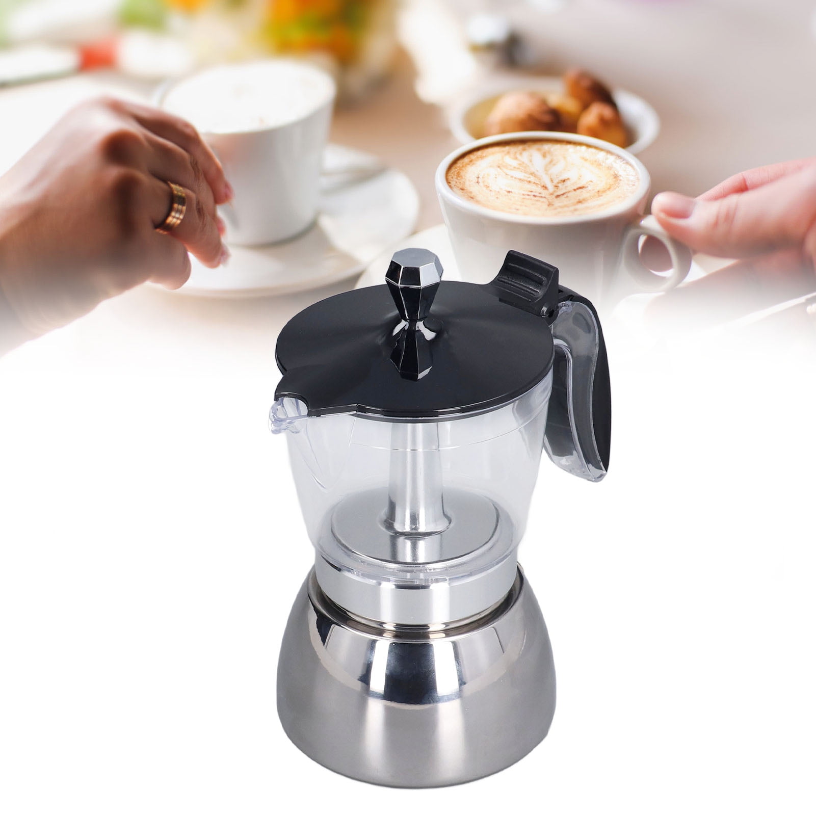 Coffee Pot, Stainless Steel Italian Coffee Maker 6 cup/10 OZ Stovetop Espressos Maker for Stovetop Camping Manual Cuban Coffee Percolator for Cappuccino or Latte