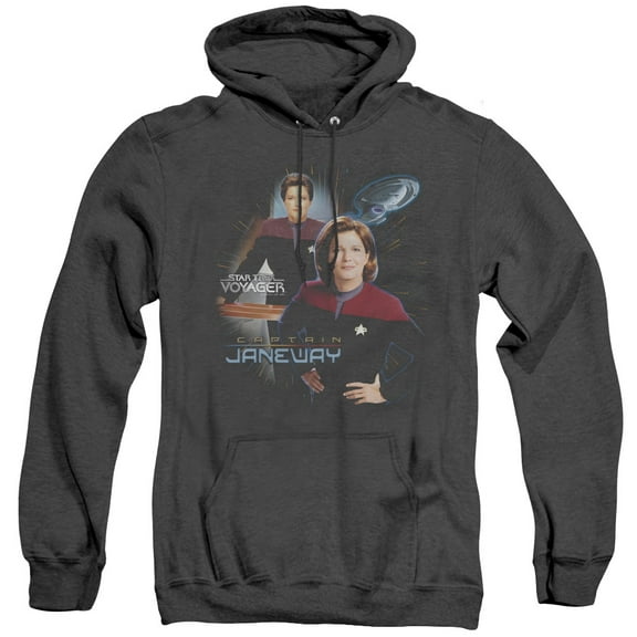 Star Trek Captain Janeway Adult Heather Hoodie Sweatshirt Black