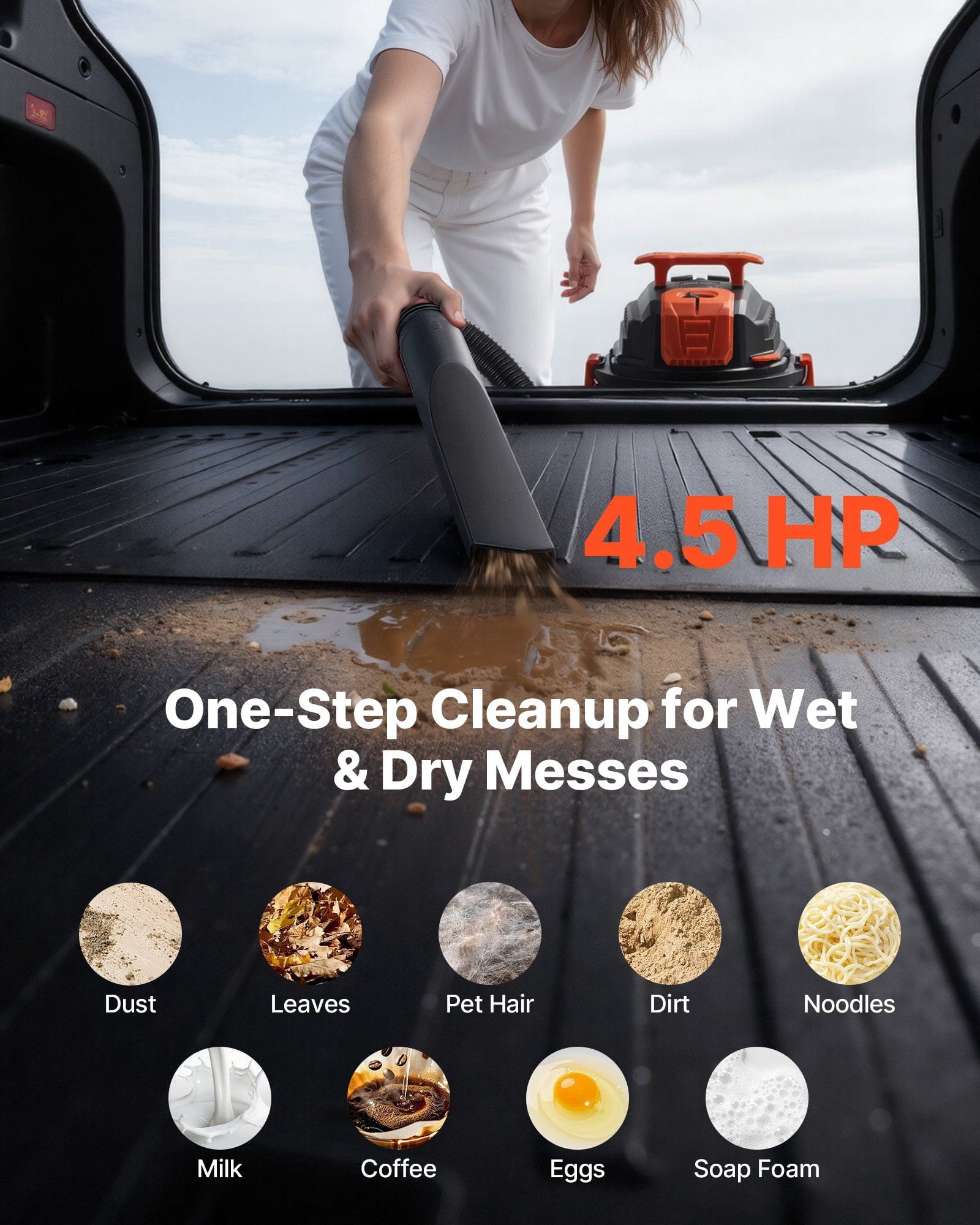 Shop-Vac 8 Gallon 4.5 Peak HP Wet/Dry Vacuum, 900W Portable Shop Vac