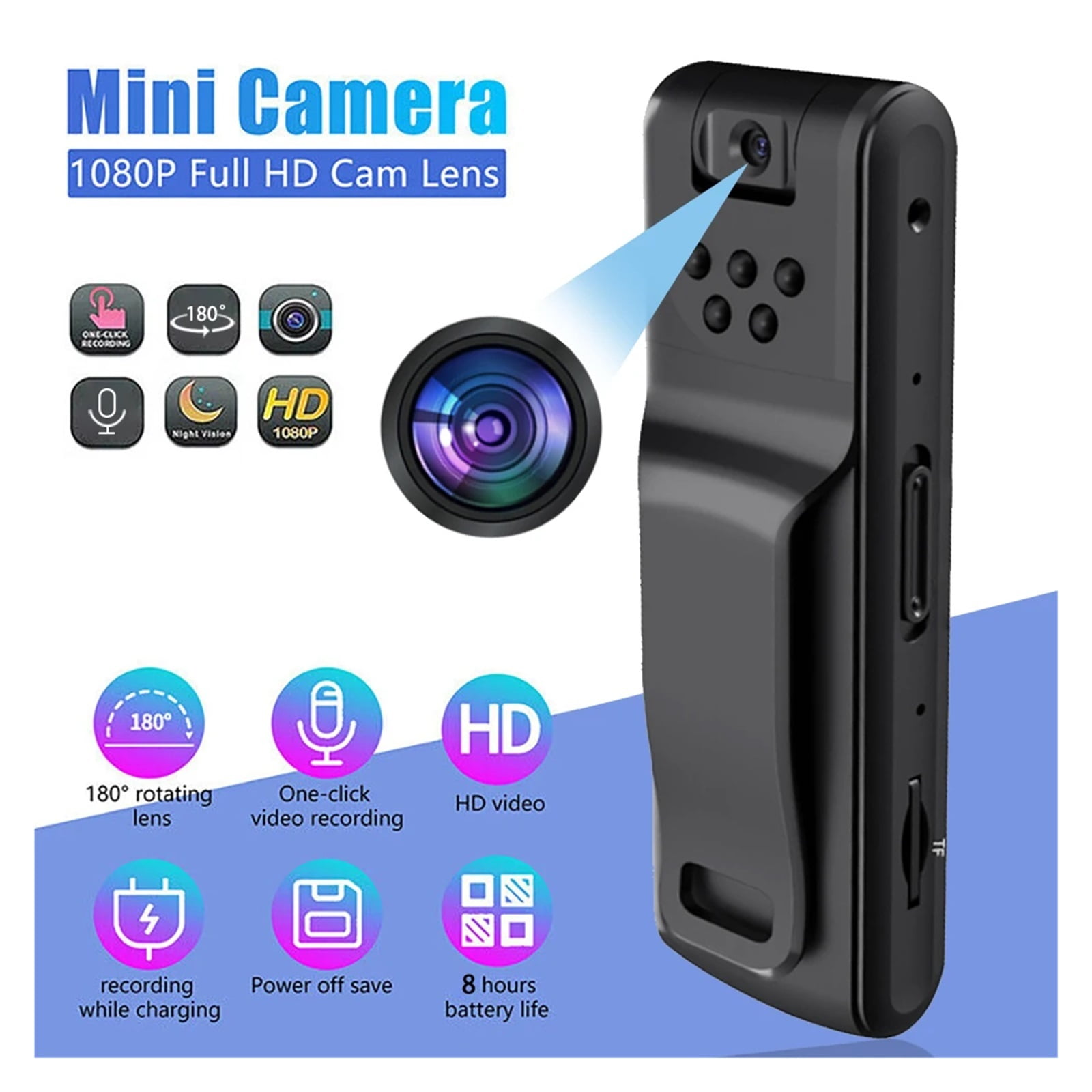 HD 1080P Mini Camera Infrared Night Vision Small Body Camera 180° Rotating Lens Outdoor Sports DV DVR Camcorder Video Recorder ,Ultra-HD Quality
