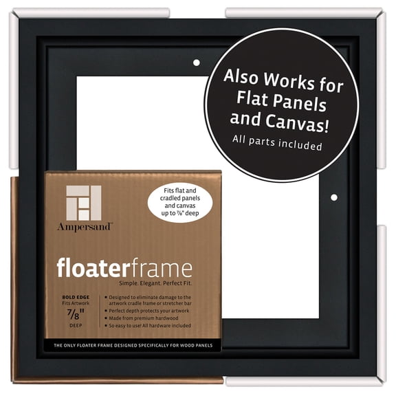 Ampersand Art Floaterframes Bold Edge (3/8" Face) 1-7/8" Frame Profile for 7/8" Deep Artwork 8" x 8" Black