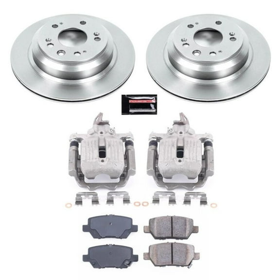 PowerStop Rear Stock Replacement Brake Pad and Rotor Kit with Calipers Fits: ACURA Select Models KCOE4605