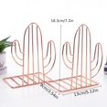thumbnail image 2 of Geometric Metal Iron Cactus Bookends - Heavy Duty Nonskid Book Stand Organizer for Shelves & Binders, 2 of 4