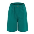 thumbnail image 5 of COMVALUE Bermuda Shorts for Women 2026 Cotton Linen Wide Leg Plus Size Pants Casual Loose Elastic Waist with Pockets Summer Clothes (Green, XL), 5 of 8