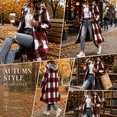 thumbnail image 5 of HappyYEE Women’s Plaid Long Jackets, Fall Flannel Full Zip Hooded Tunic Outerwear, Loose Long Sleeve Tunic Sweatshirt with Pockets, 5 of 8