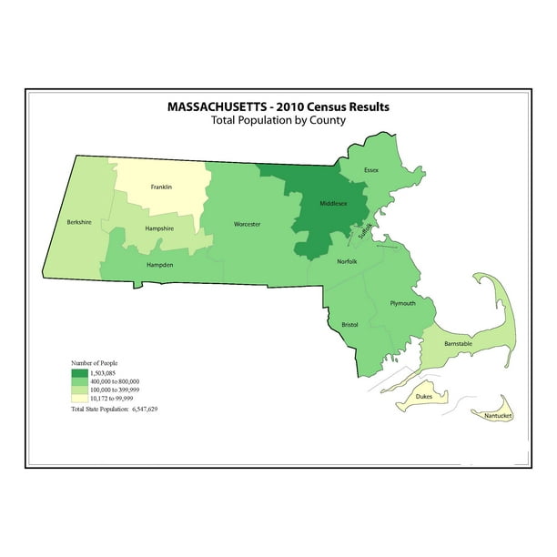 Massachusetts County Map 2010 Census 20 Inch By 30 Inch Laminated Poster With Bright Colors And Vivid Imagery Fits Perfectly In Many Attractive Frames Walmart Com Walmart Com