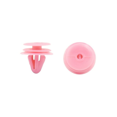 Pink Pouch - 100Pcs 10mm Hole Pink Plastic Push in Rivet Interior Trim Panel Car Door Clips