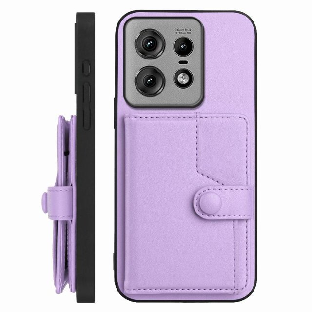 FOXDOCK Case for Moto Edge 50 Pro RFID-Blocking Card Holder - Stylish Button Closure Design