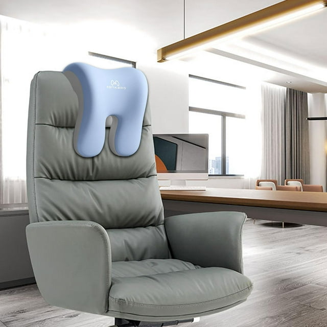 BELOVING Coussin de Soutien pour le Cou de Chaise de Bureau, Oreiller de Repos pour Chaise, Oreiller de Bureau en Mousse Mémoire Multiusage Bleu Gris