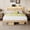 Natural Wood-Full, variant on Satifur Queen Bed Frame with Headboard & Bookcase Storage Shelf, Rattan Beds with Charging Station and LED Lights, No Box Spring Needed