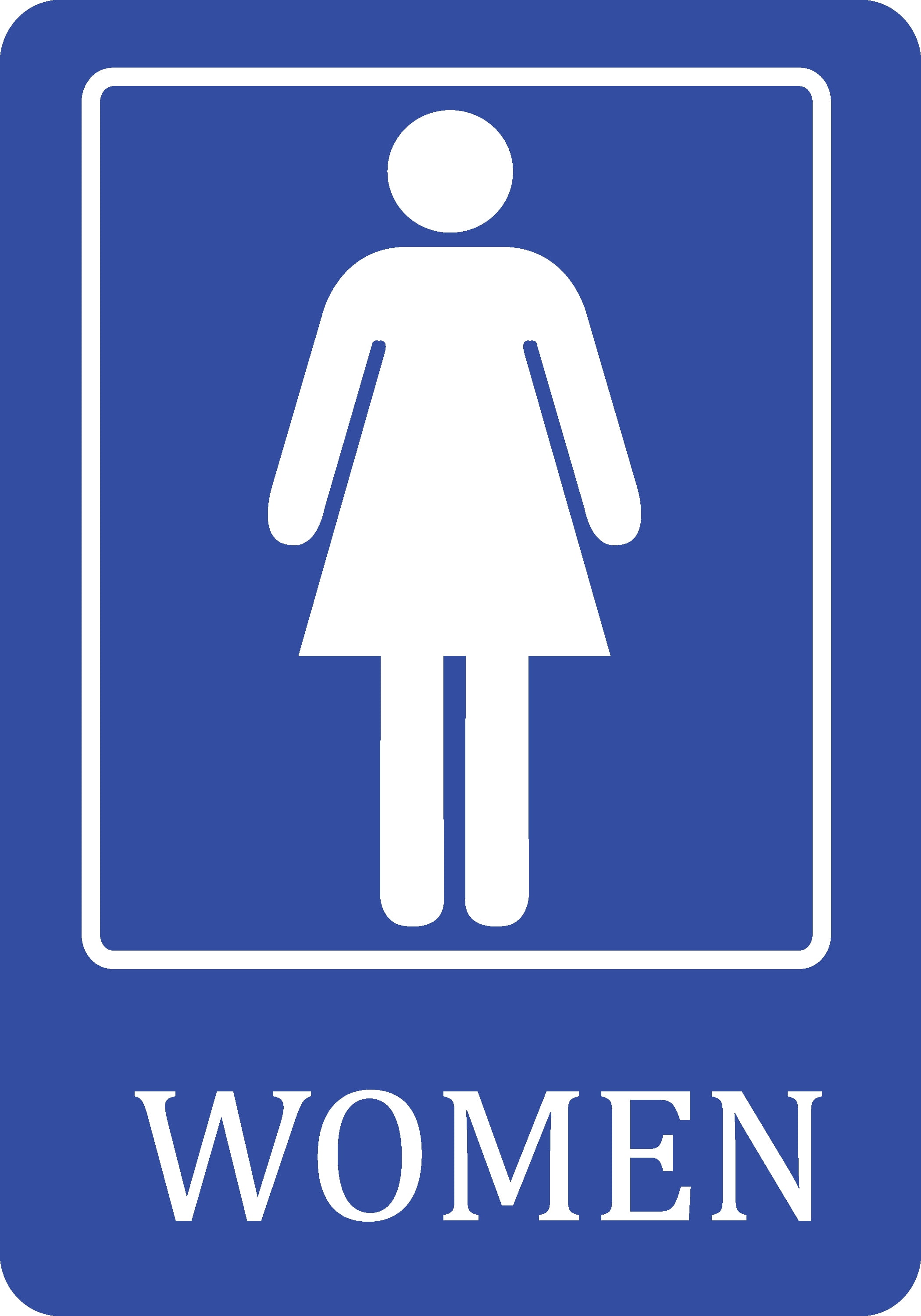 Women Bathroom Blue Sign - Large Public Restroom Signs - Aluminum Metal