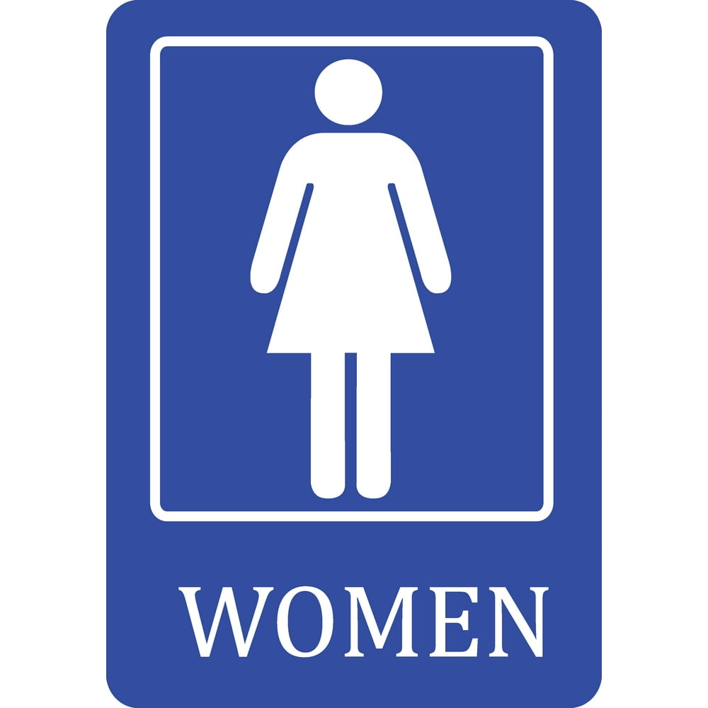 Women Bathroom Blue Sign - Public Restroom Signs - Walmart.com