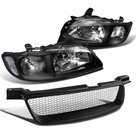 - Spec-D Tuning 2000-2003 Nissan Sentra Jdm Black Crystal Headlights + Mesh Bumper Hood Grille 00 01 02 03