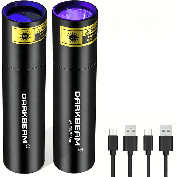 HIBIBUD Uv Flashlight 365Nm Blacklight,Mini Powerful Usb-C Rechargeable,Led Ultraviolet Flashlights Pet Urine Detector for Rock,Uranium Glass,Resin Curing,2 Pack