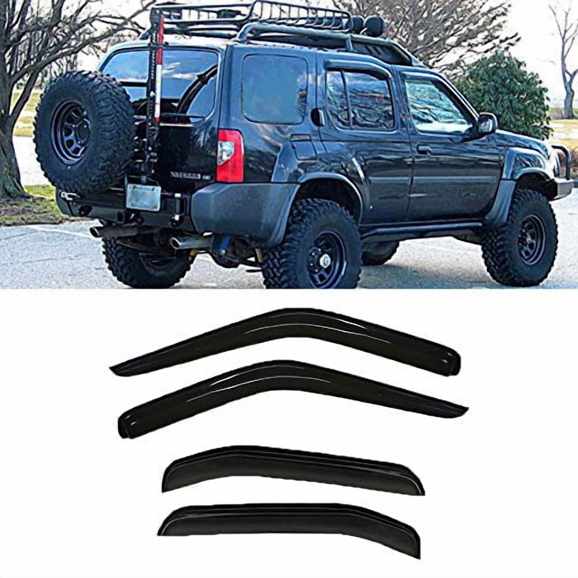 4-Piece Tape-On Out-Channel Guards Window Medium Smoke-4x Out-Channel Tape On Sun Rain Guards Window Visors