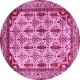 thumbnail image 1 of Ahgly Company Indoor Round Abstract Pink Modern Area Rugs, 6' Round, 1 of 4