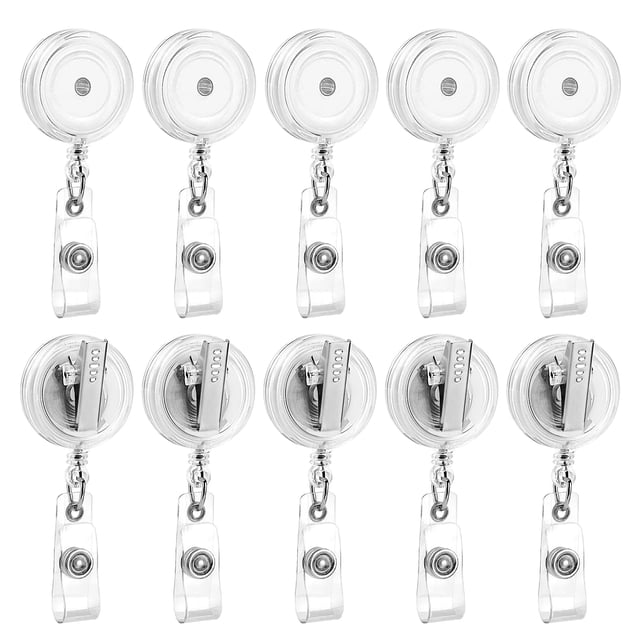 Badge Reels retráctiles, paquete de 50 unidades, con clip giratorio de cocodrilo