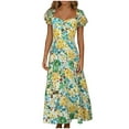 thumbnail image 1 of SMihono Robe Bohème d'Été pour Femmes Grande Taille Robe d'Été pour Femmes Imprimé Romantique Français Tempérament Douce à Manches Courtes, 1 of 8