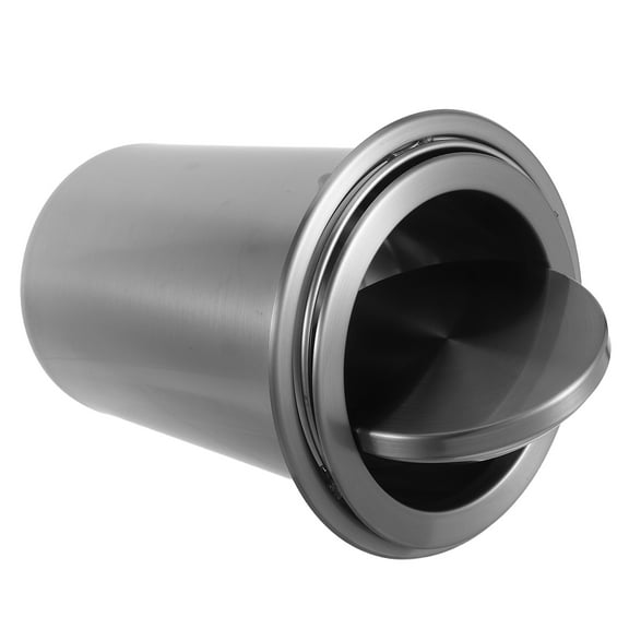 LOLIPPYY 1Set Stainless Steel Kitchen Waste Bin with Swing Lid Countertop Embedded Trash Can for Restaurants