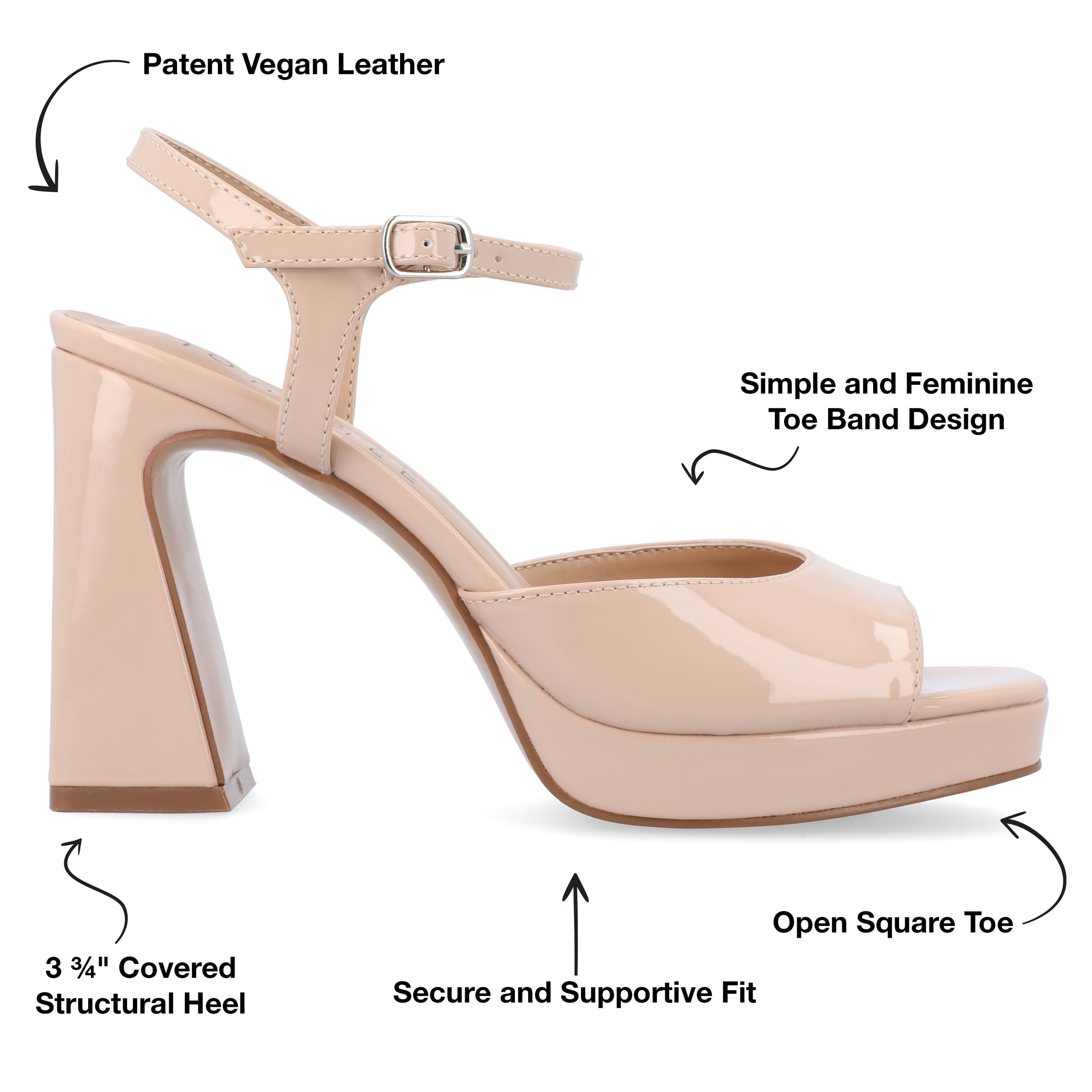 Journee Womens Ziarre Patent Vegan Leather Ankle Strap Platform Dress Sandals
