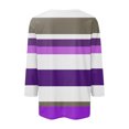 thumbnail image 5 of 3/4 Sleeve T Shirts Women Cotton Striped Tops Loose Fit Crew Neck Colorblock Casual Summer Fall Basic Tee Tshirts (2XL, Purple), 5 of 5