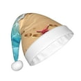 thumbnail image 2 of KLL Christmas Hats for Adults Plush Tropical Beach With Starfish Print Santa Hat Xmas Fluffy Santa Claus Hat for Women Men, 2 of 6