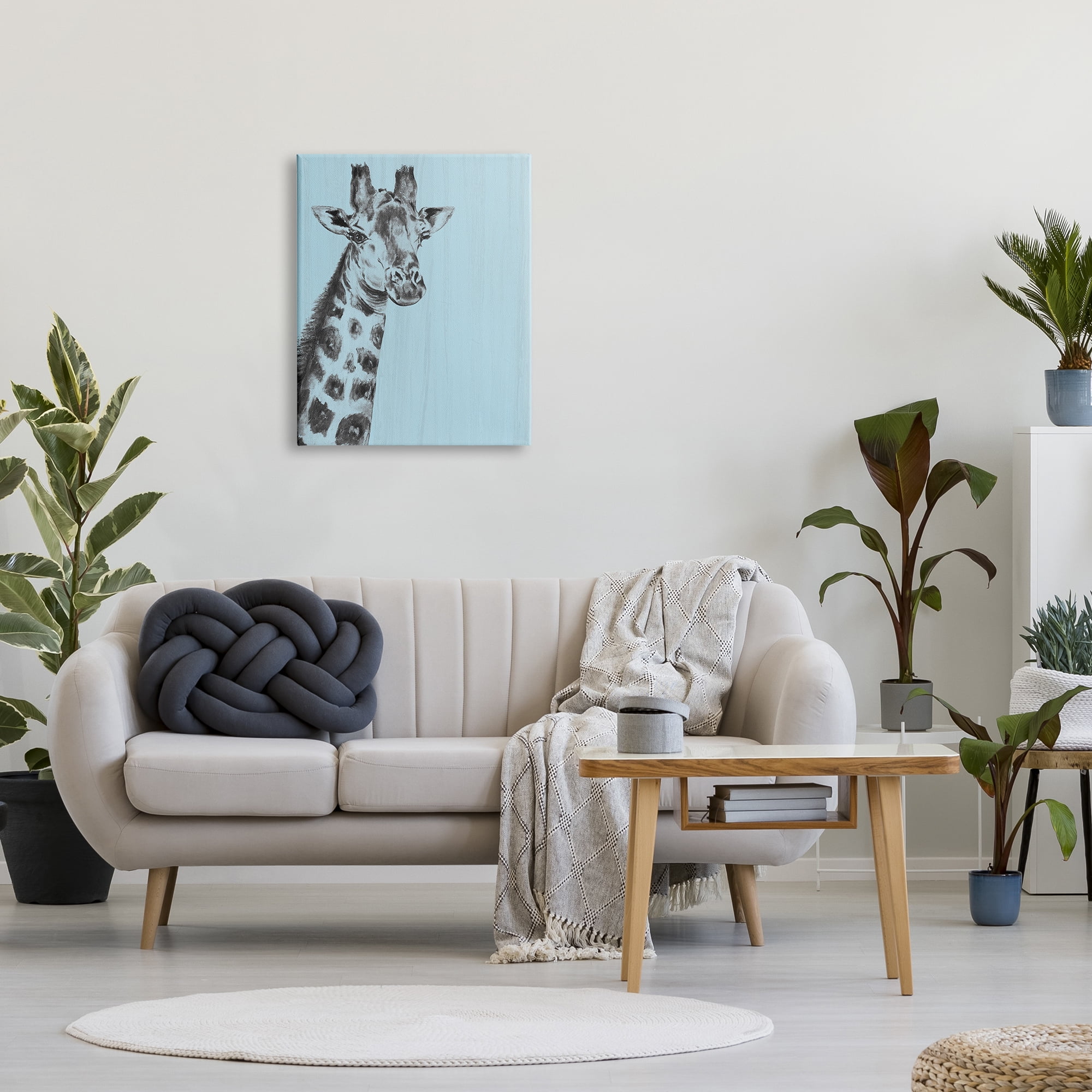 Stupell Industries Simple Giraffe Portrait Rustic Blue Patterned Safari Animal, 24 x 30, Design by Patricia Pinto