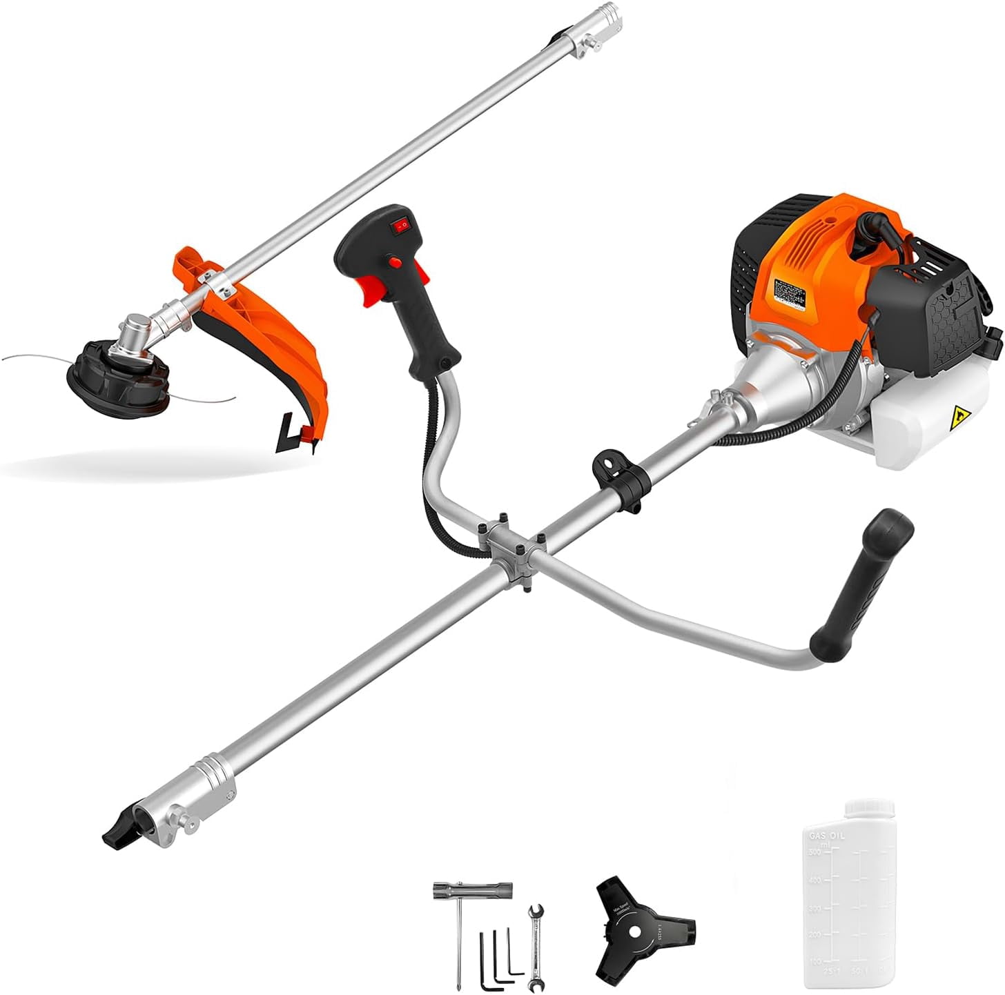 NEOTEC 52CC Gas Weed Wacker 2-Cycle, Heavy Duty Brush Cutter, Anti-Fatigue Comfort Grip & Dual Shoulder Harness, Gasoline String Trimmer for Lawn Garden Grass Edge and Weed Clearing