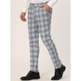 thumbnail image 2 of Pantalonescuadros pahombre, informales, ajustados, con frente plano, ajustados,cuadros, pantalones de vestir gris 36, 2 of 6