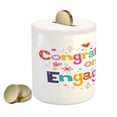thumbnail image 2 of Engagement Party Piggy Bank, Congratulations Theme Hearts Spots Floral Detail Art Print, Ceramic Coin Bank Money Box for Cash Saving, 3.6" X 3.2", Multicolor, by Ambesonne, 2 of 4