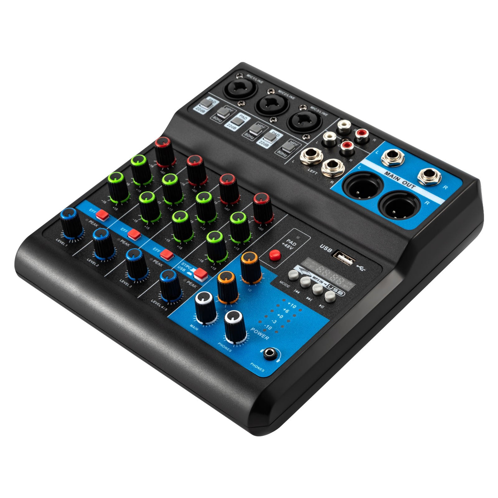 ToppiJoy 5 Channel Professional Bluetooth Compatible Portable with USB Bluetooth Mixer Audio Interface-Mixing Boards for Studio Recording