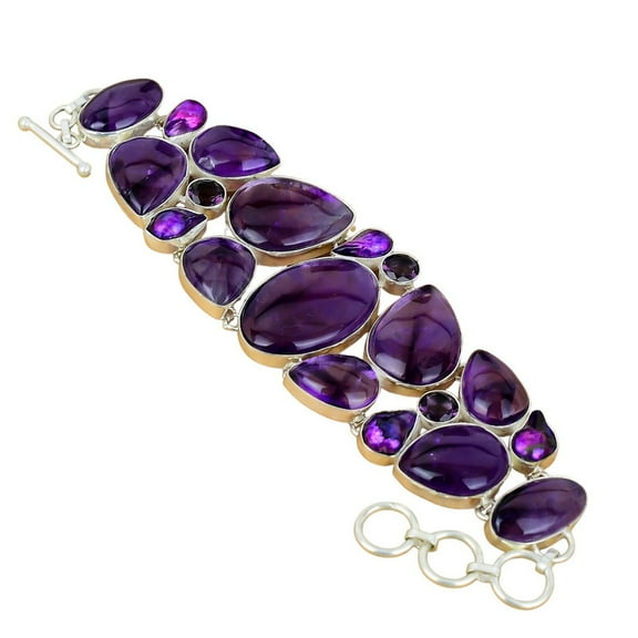 Sage Amethyst Bracelet 925 Sterling Silver | Handmade Natural Purple Gemstone Jewelry Gift for Women