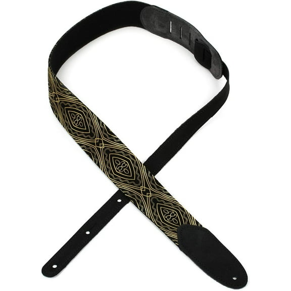 LM Products TB-2 2-Inch Wide Canvas Gold Tribal Adjustable Guitar Strap