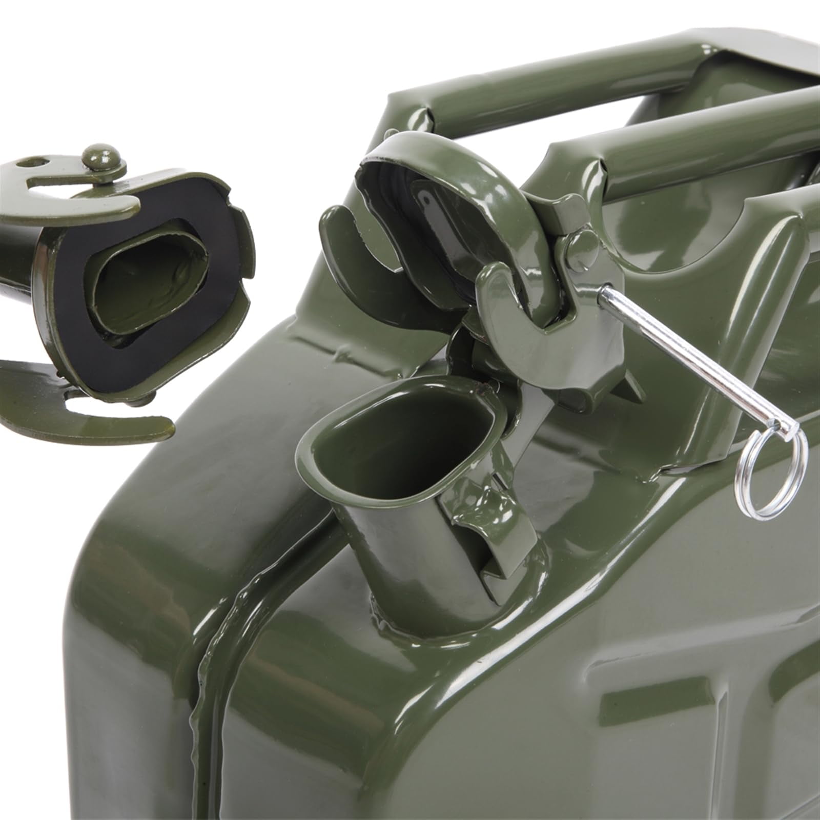 10L Portable Fuel Storage Can with Spout, Heavy Duty Metal Container for Petrol, Diesel, Gasoline – Leak-Proof, with Locking Lid & Carry Handle for Garage, Farm, Industrial Use
