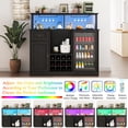 thumbnail image 4 of JassmiPkwy Large Coffee Bar Cabinet with Refrigerator Compartment, Featuring Power Outlets and Glassware Rack. Rustic-Style Bar Cabinet Suitable for Home, Living Room, or Kitchen-Black, 4 of 9