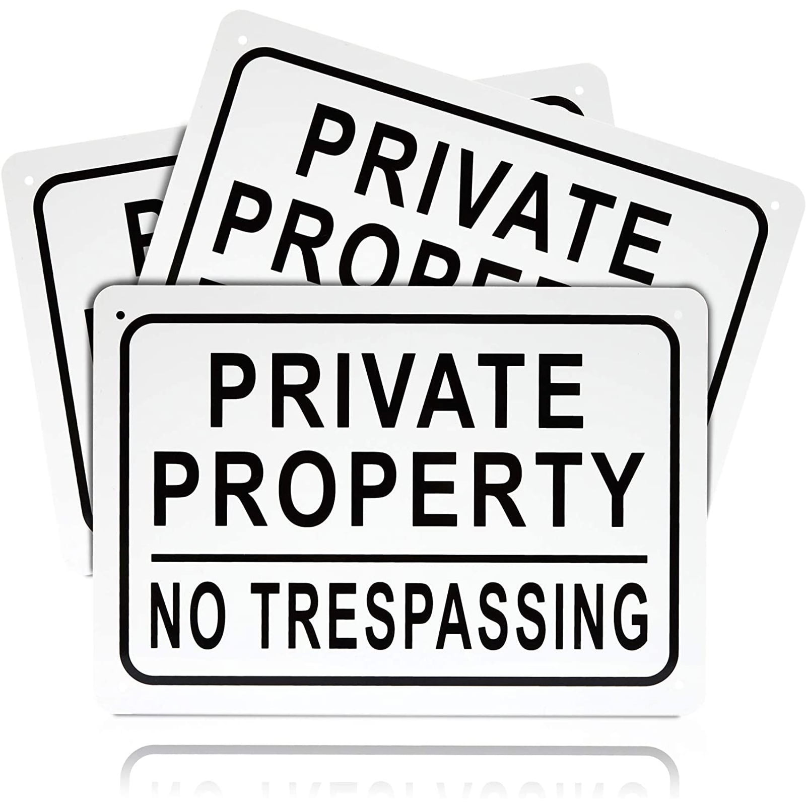 3 Pack Private Property No Trespassing Aluminium Sign 10' x 7' for Indoor Outdoor Use