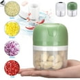 thumbnail image 2 of PULLIMORE Electric Garlic Chopper Mini Wireless Food Processor Portable Kitchen Onion Vegetable Crushed Chopper USB Charging 100ml+250ml (Green), 2 of 7
