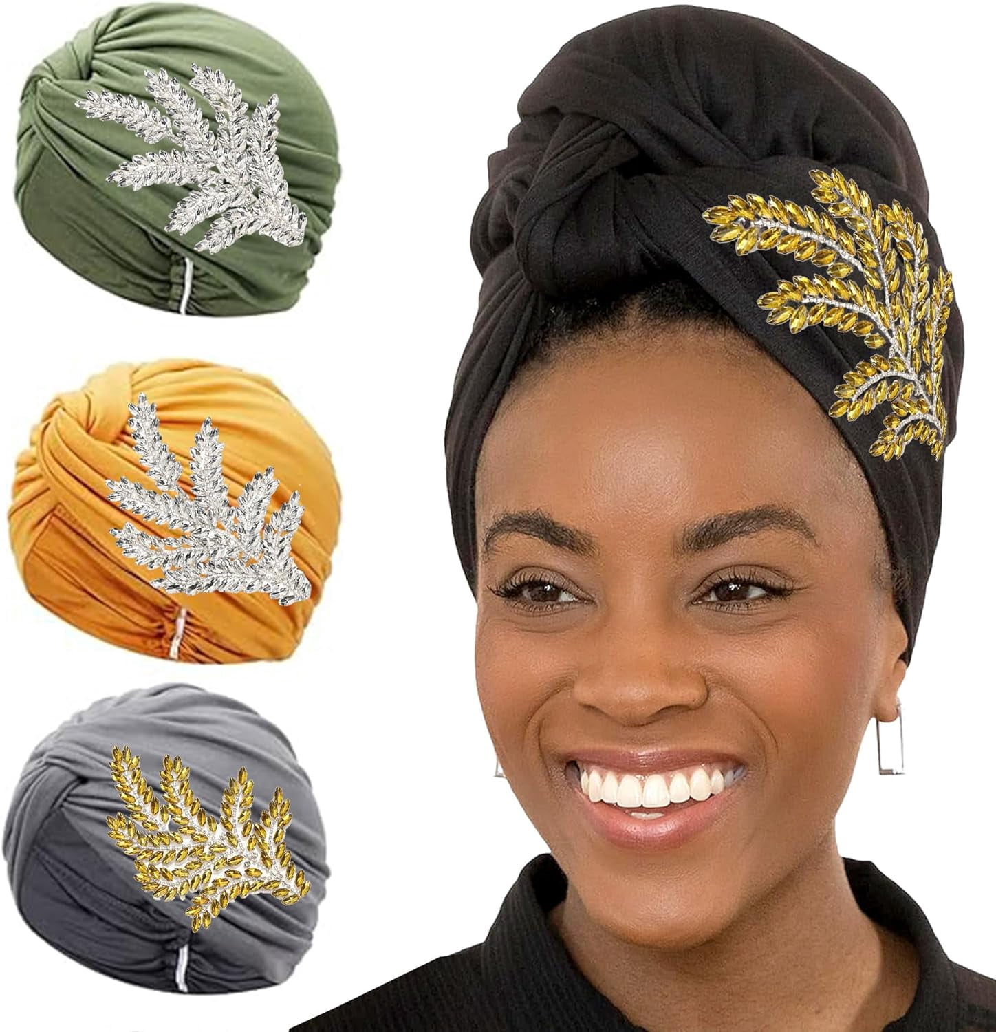 ABPETE 1 Pair Green Leaf Rhinestones Applique, Handmade Crystal Beaded Rosemary Iron on Patches for Bridal Dress Jeans Hat Bag Jacket Embellishment,Bedazzling Gems for Craft(Gold)