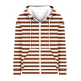 thumbnail image 4 of Xudanell Womens Tops Thickened Jacket Hooded Coat Color Stripes Sweatshirt Zip up Hoodie Brown XL, 4 of 5