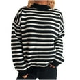thumbnail image 2 of POROPL Sweaters for Women Long Sleeve Crew Neck Sweater Knitted Striped Pullover Size S-L, 2 of 5