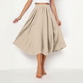thumbnail image 5 of Mifsaly Linen Skirts for Women Midi Length A Line High Waist Flowy Skirt Solid Color Pleated Casual Summer Travel Vacation Clothes Free Size, 5 of 9