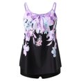 thumbnail image 2 of Gibobby Trajes de Baño para Mujer Conjunto de Tankini con espalda de tiras y con estampado Vintage para mujer, traje de baño de dos piezas, bragas, traje(Morado,M), 2 of 5