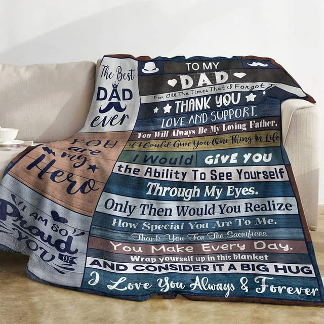 LHSHID Dad Blanket Gift Father Throw Blanket I Love You Dad Blanket from Daughter Son Soft Cozy Flannel Blanket for Papa Fluffy Fleece to My Dad Blanket for Men Daddy Fathers Day Birthday Gifts
