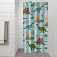 thumbnail image 2 of Dinosaurs Volcano Light Blue Pattern Shower Curtain 36"x72" ,Bathroom Decorative Shower Curtains Set with 12 Hooks,Modern Waterproof Washable Shower Curtain, 2 of 6
